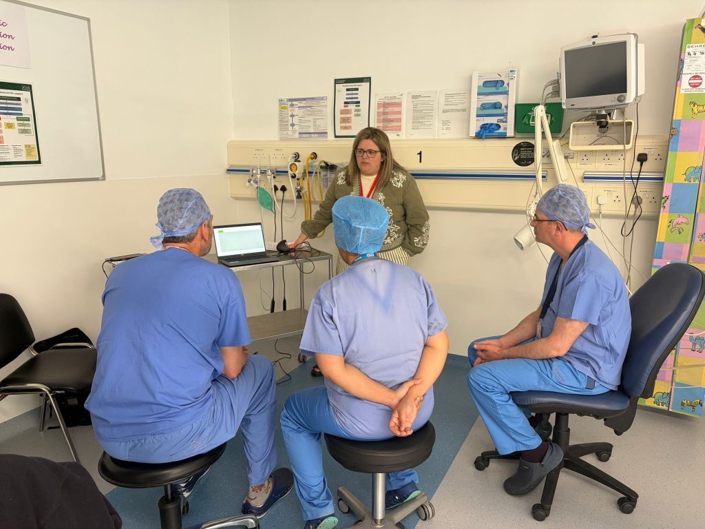 Shauna Rose Pickering (BPaT Training Manager) and BHSCT Theatre staff during training at Musgrave Park Hospital.