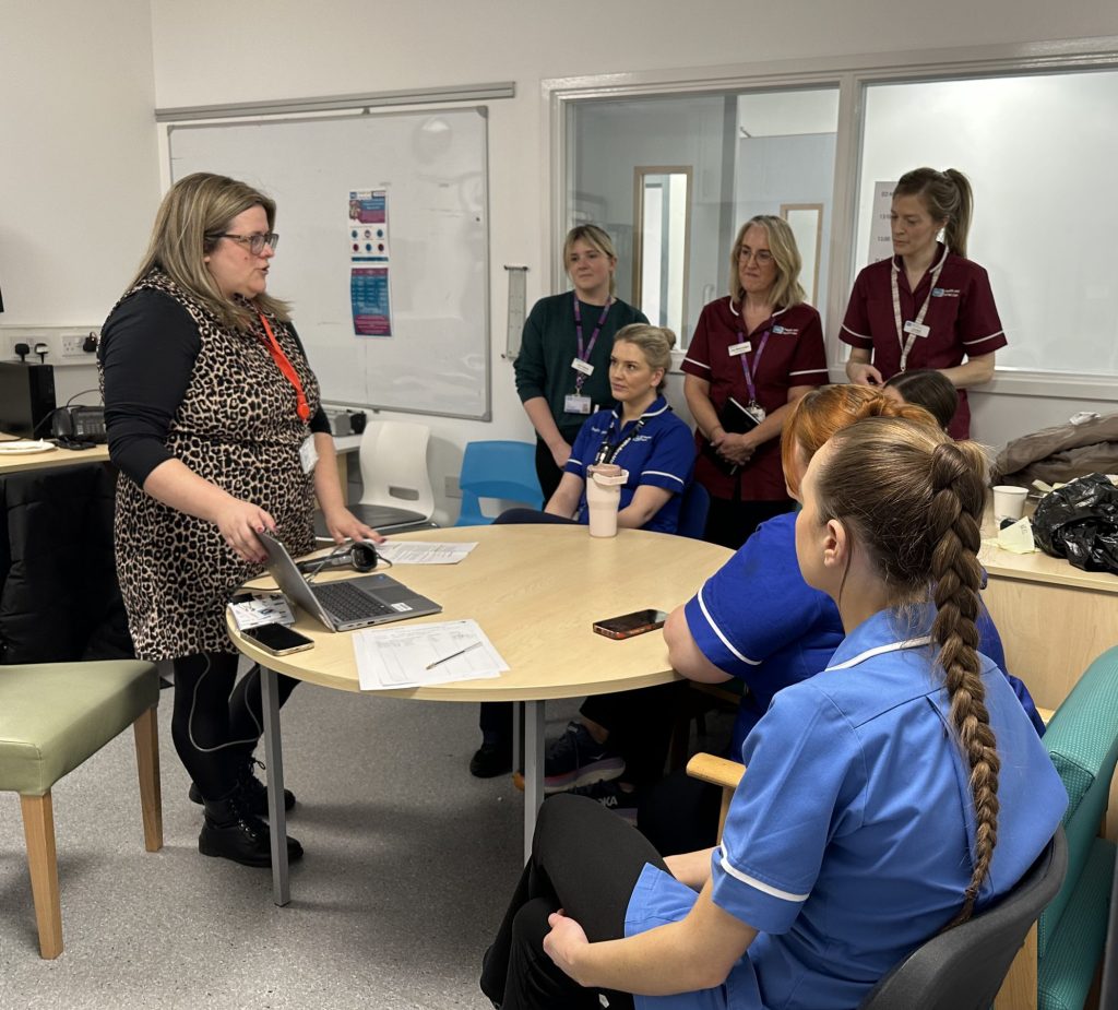 Shauna Rose Pickering (BPaT Training Manager) and BHSCT Super Users during training at the Royal Victoria Hospital